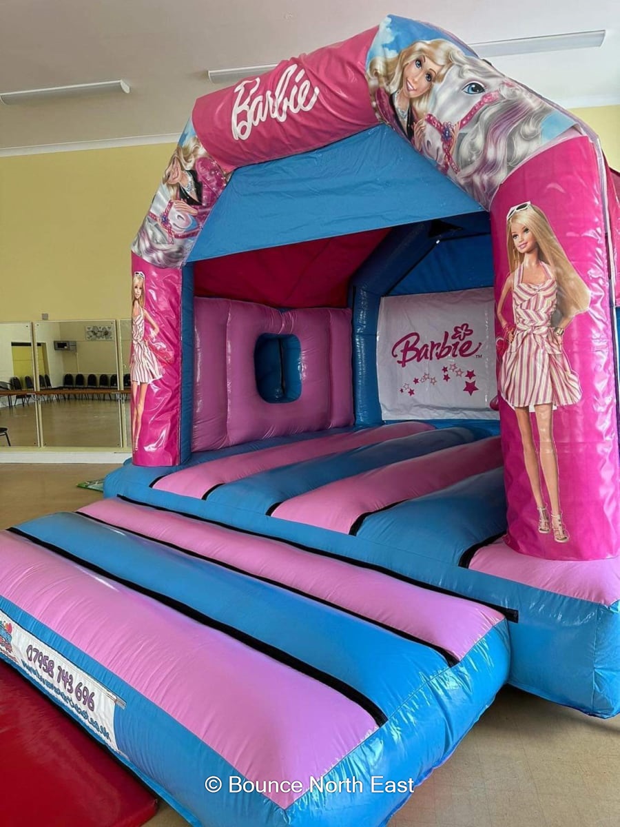 17ft x 15ft Barbie Bouncy Castle with Slide Bouncy Castle Hire and